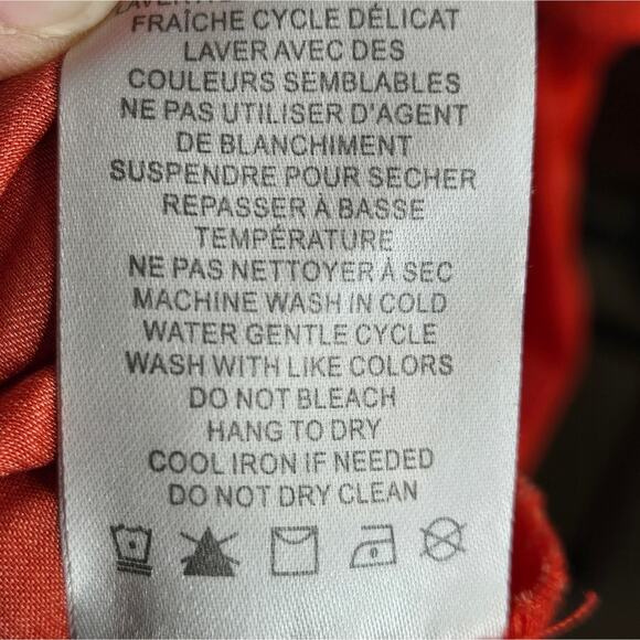 JOIE Women's Ruffled Sleeveless Orange Top Vneck Keyhole Tie Closure Size 3X - Picture 7 of 7